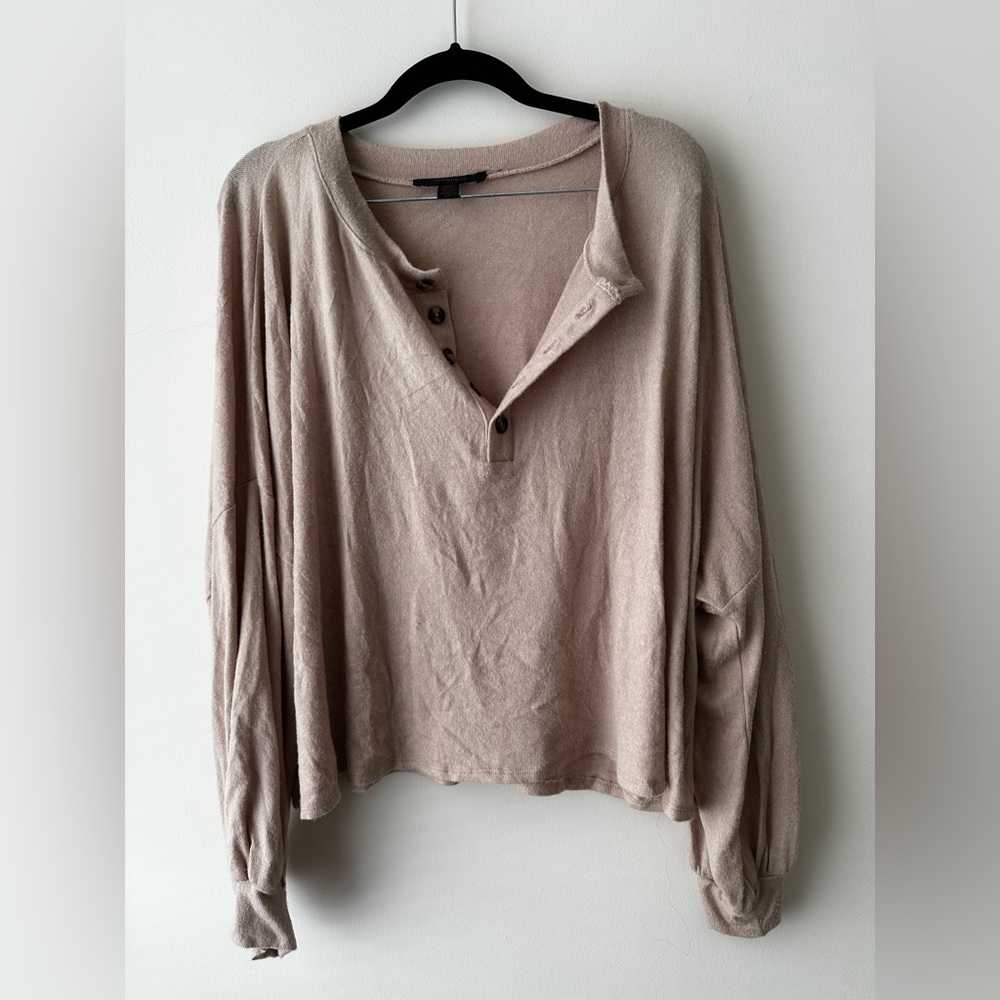 Casual Beige Long Sleeve Top